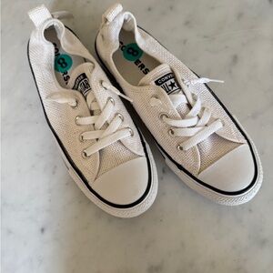 NEW Converse Cream Canvas Lace-Up Sneakers